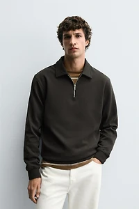 INTERLOCK ZIP POLO SWEATSHIRT