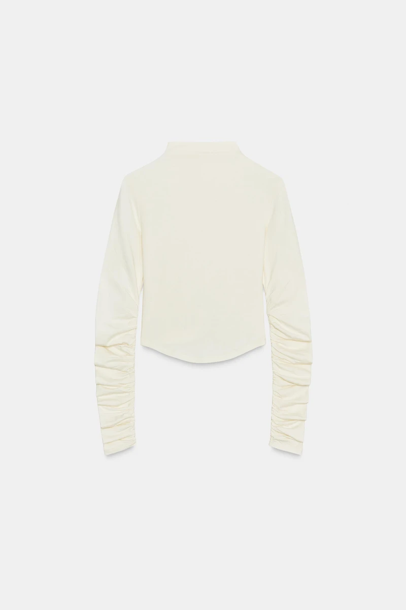 COTTON MODAL RUCHED T-SHIRT