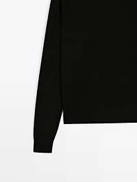 Wool blend crew neck knit sweater