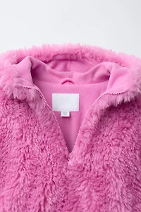 VESTE EFFET FOURRURE À CAPUCHE