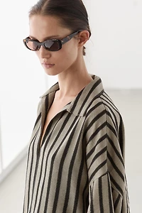 Oversize striped linen blend blouse
