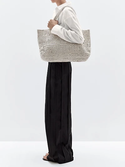 Sac cabas tressé en cuir nappa