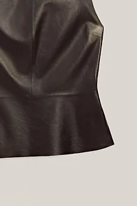Nappa leather top with asymmetric neckline - LIMITED EDITION