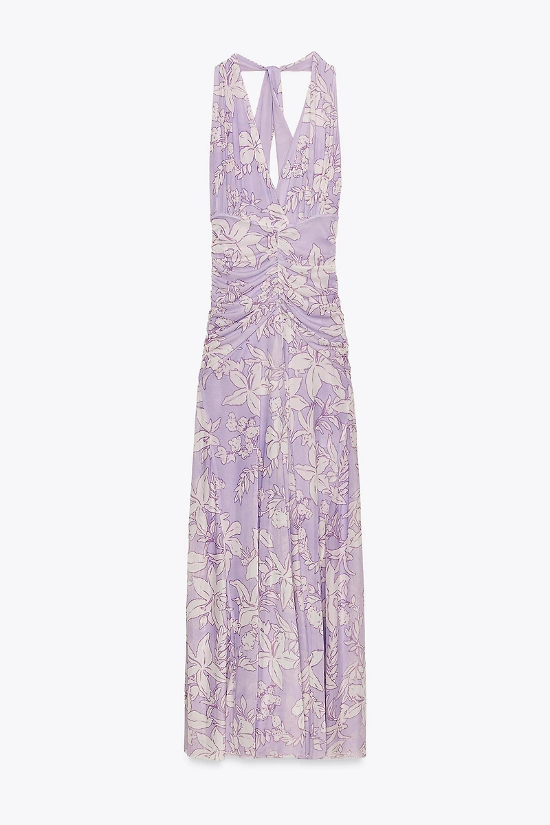 PRINTED TULLE MAXI DRESS