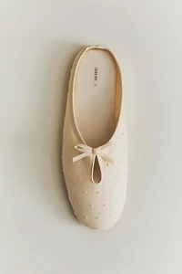 LEATHER SOLE SLIPPERS WITH BOW