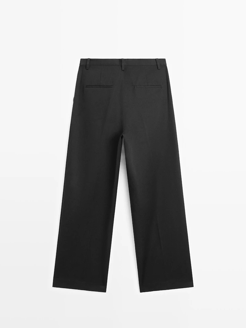 Darted cotton trousers