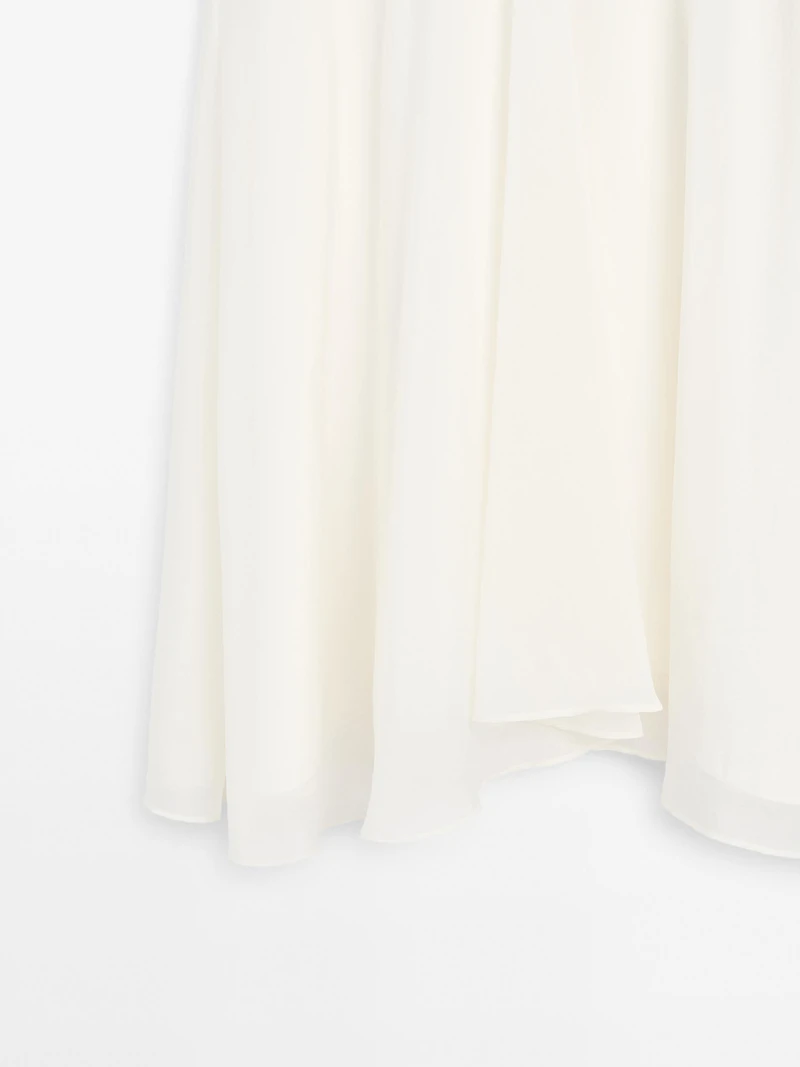Midi skirt with yoke and flounce