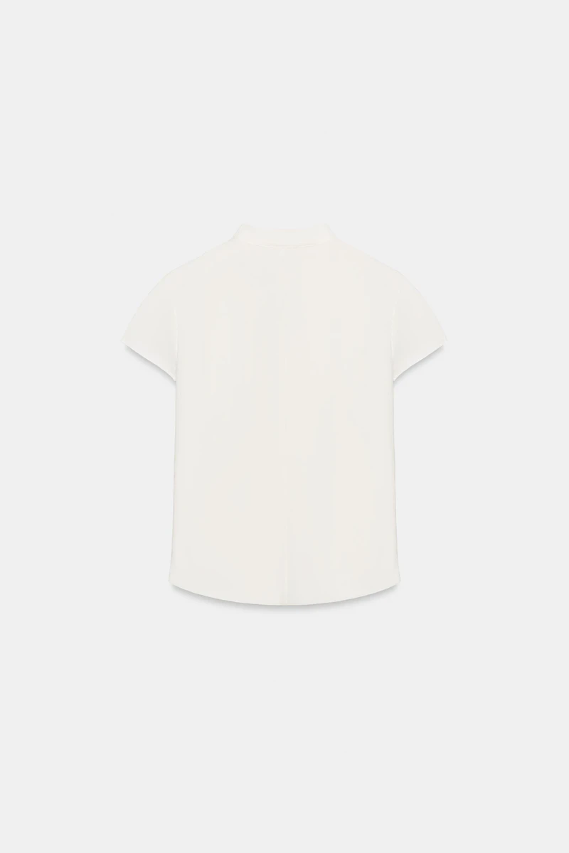 MANDARIN COLLAR VENTED TOP