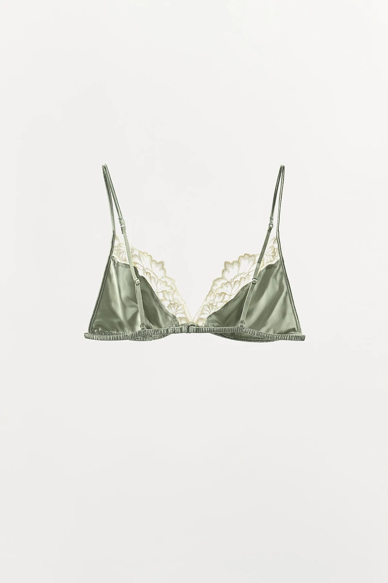 SILK AND LACE TRIANGLE BRA