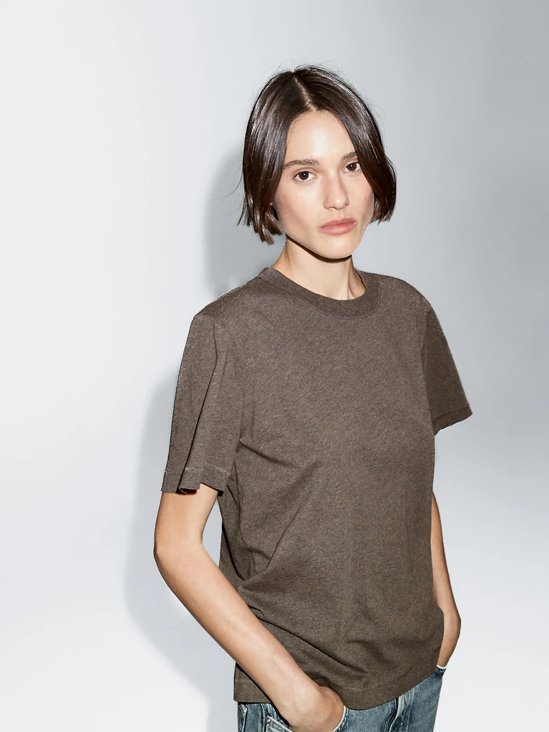 T-shirt chiné à manches courtes
