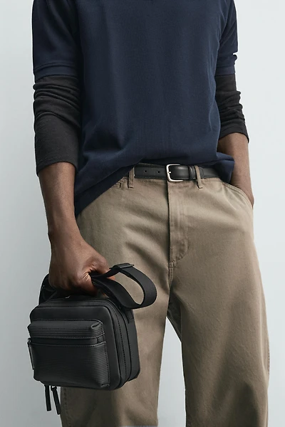 RUBBERIZED TEXTURED CROSSBODY BAG