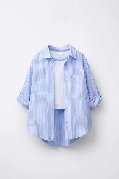 STRIPED SHIRT PACK WITH CONTRAST RIB T-SHIRT