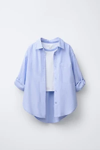 STRIPED SHIRT PACK WITH CONTRAST RIB T-SHIRT