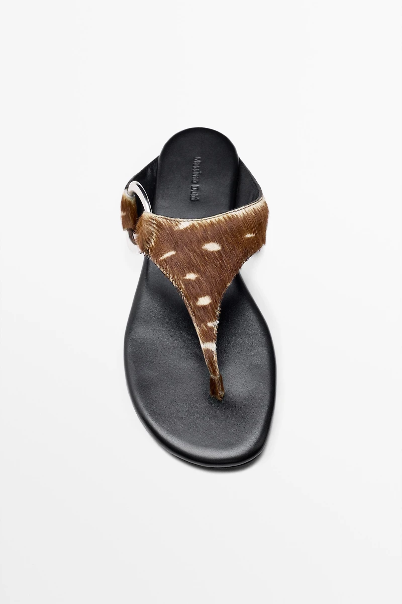Printed flat slider sandals