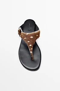 Printed flat slider sandals