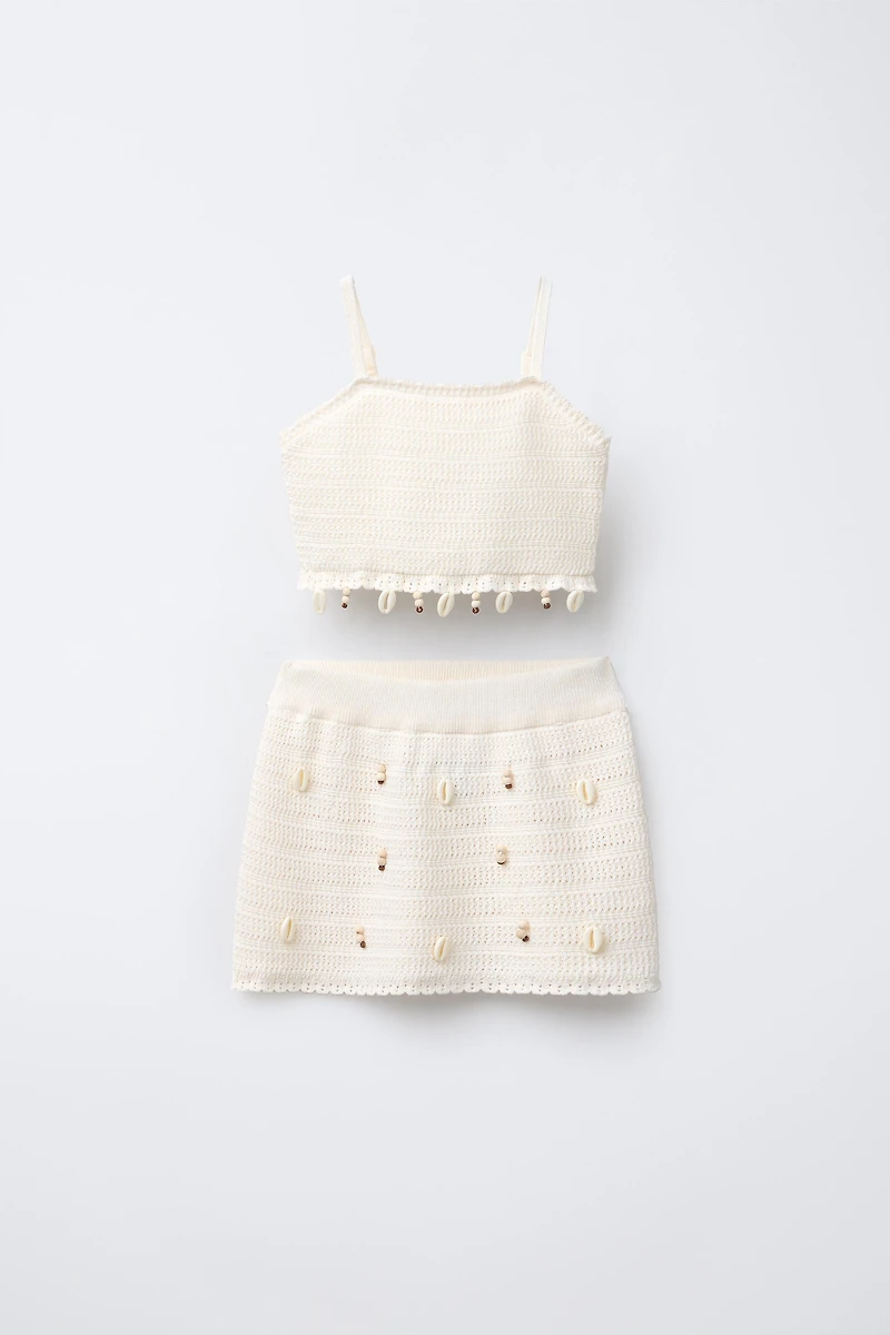 SHELL STITCH TOP AND SKIRT SET