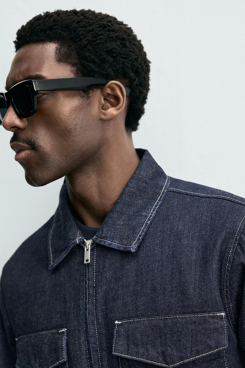 SURCHEMISE EN DENIM À FERMETURE ÉCLAIR