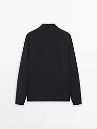 Pull polo en maille de laine et coton