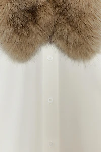 CHEMISE EN POPELINE AVEC COL EFFET FOURRURE ZW COLLECTION