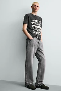 WASHED PRINT KNIT T-SHIRT