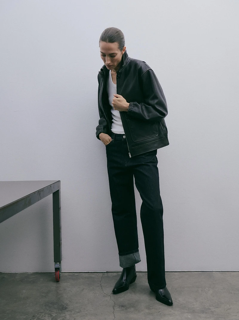 T-shirt col V en coton mercerisé