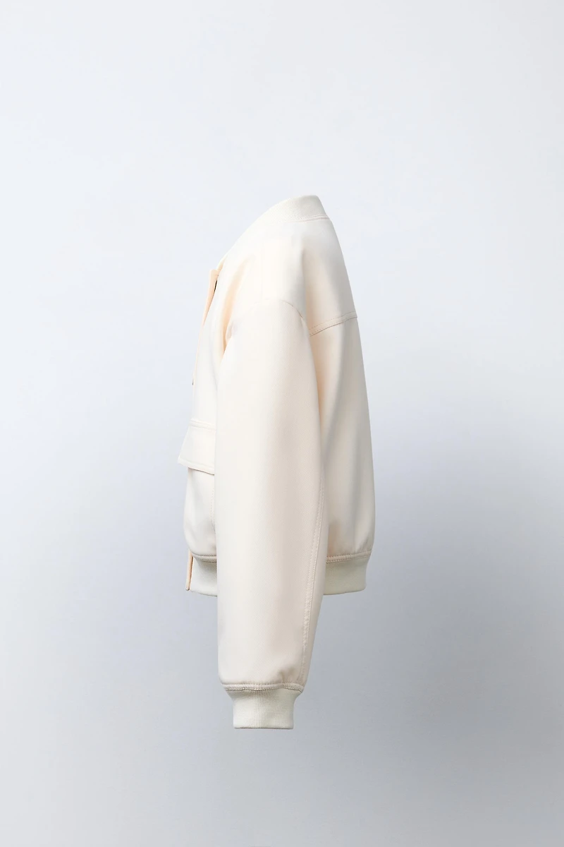 SHOULDER PAD CROPPED BOMBER JACKET