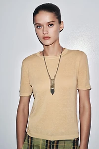 TOP EN MAILLE MANCHES COURTES AVEC LIN