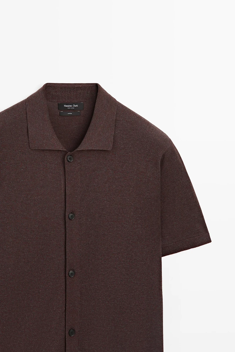 Short sleeve button-up knit cardigan