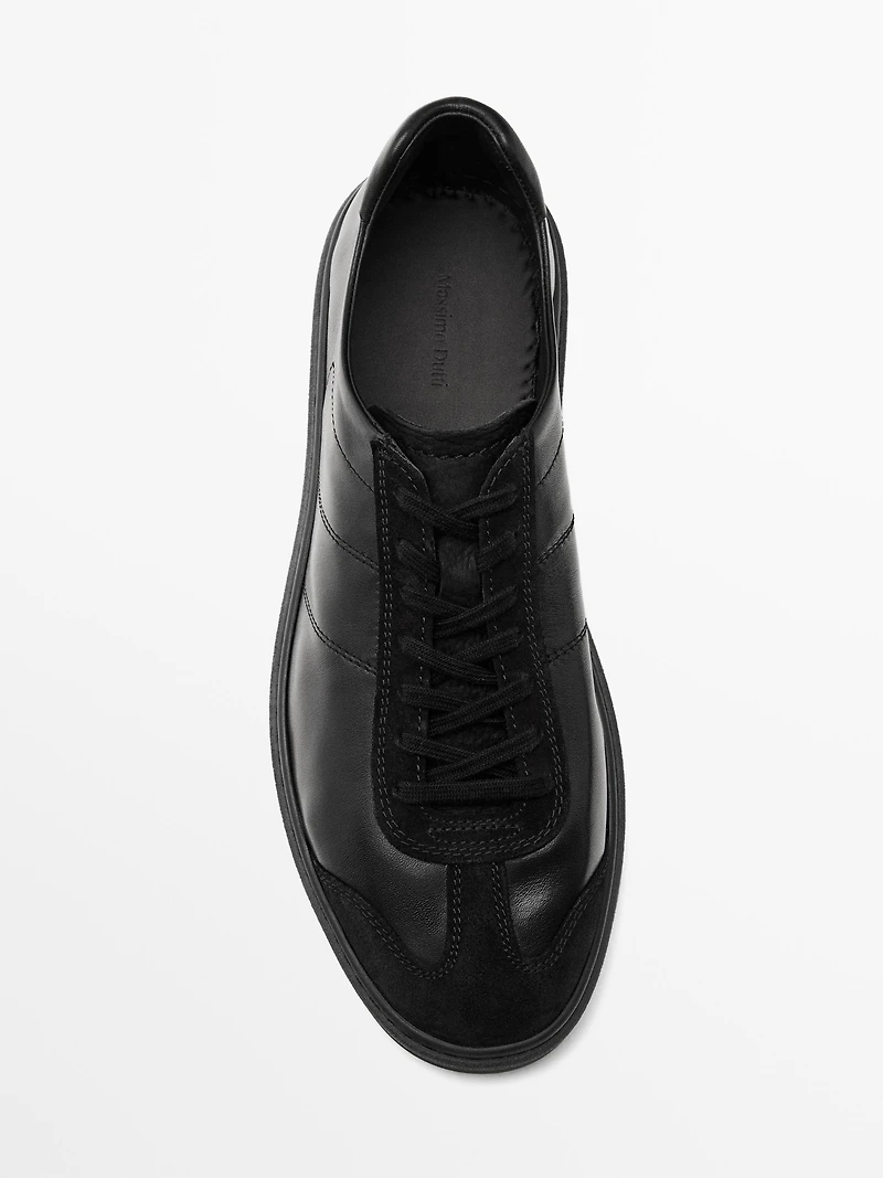 Contrast leather trainers