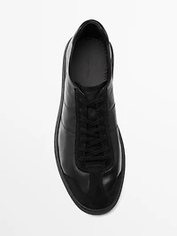Contrast leather trainers