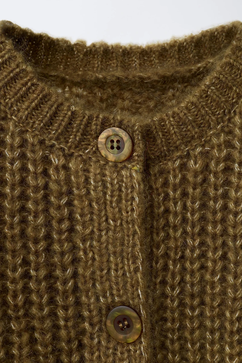 CHUNKY WOOL BLEND CARDIGAN