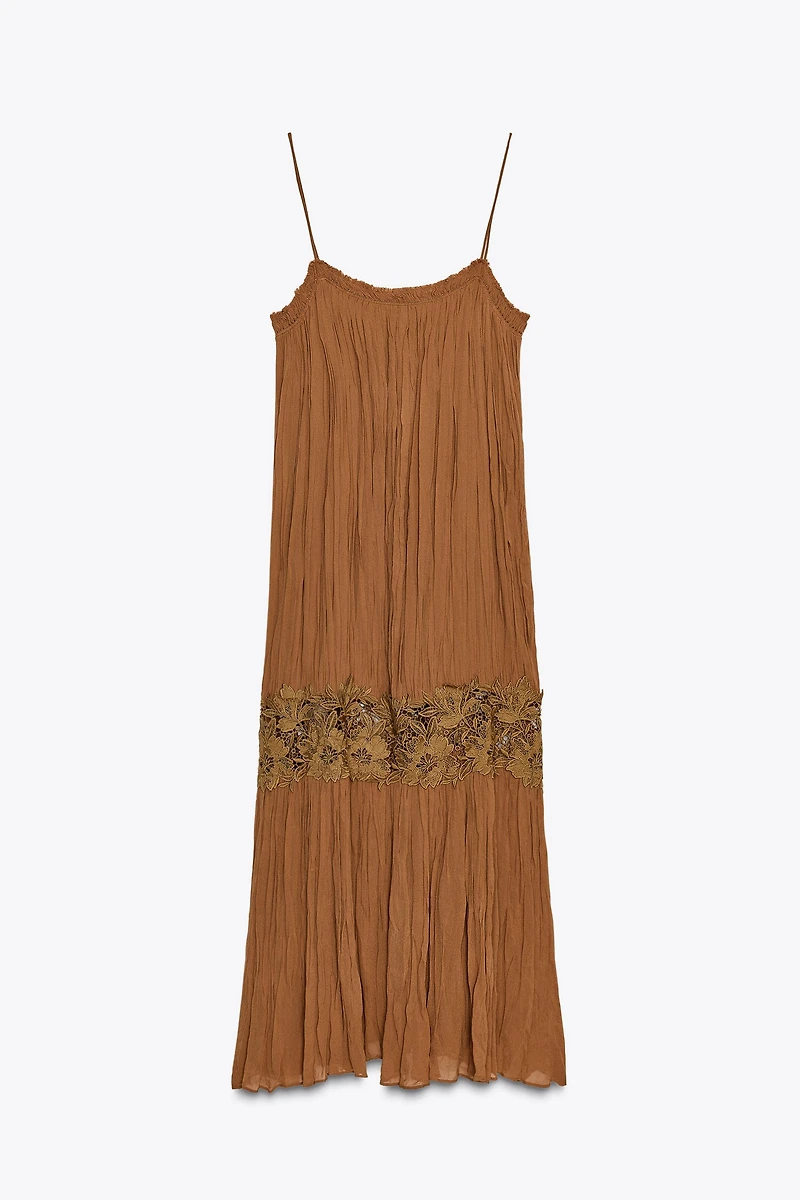 ZW COLLECTION WRINKLED EMBROIDERED DRESS