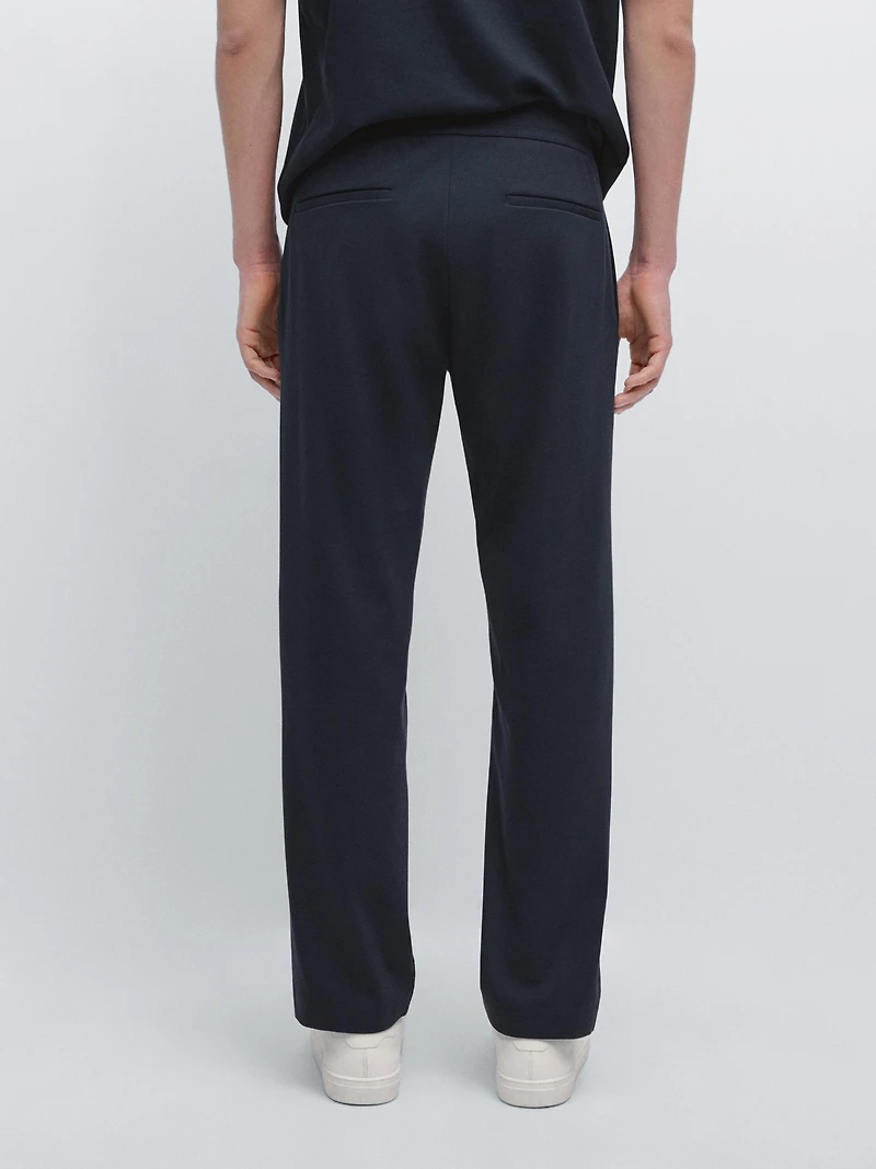 Straight-leg cotton blend trousers