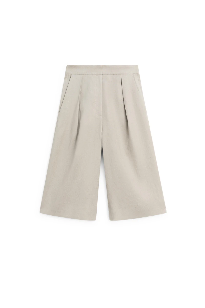 Long linen Bermuda shorts with darts - LIMITED EDITION