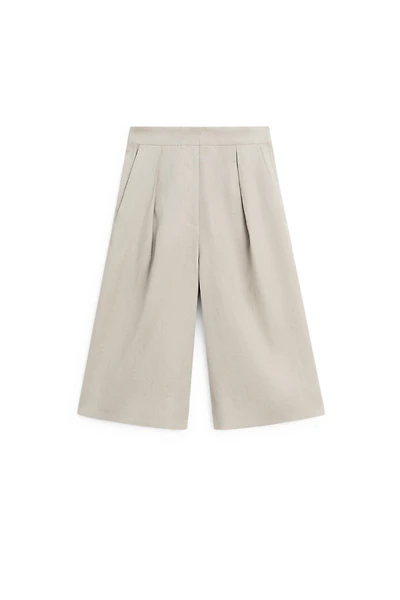 Long linen Bermuda shorts with darts - LIMITED EDITION