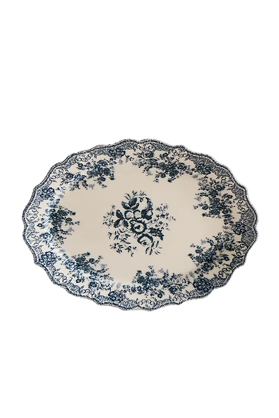 PLAT FAÏENCE IMPRIMÉ FLEURS