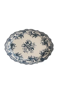 PLAT FAÏENCE IMPRIMÉ FLEURS