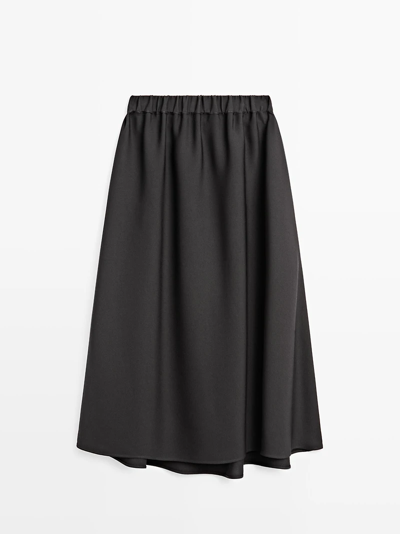 Flared midi skirt with elasticated waistband