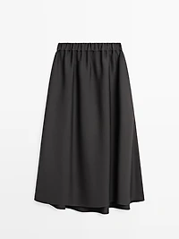 Flared midi skirt with elasticated waistband