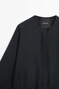 100% linen puff bomber jacket