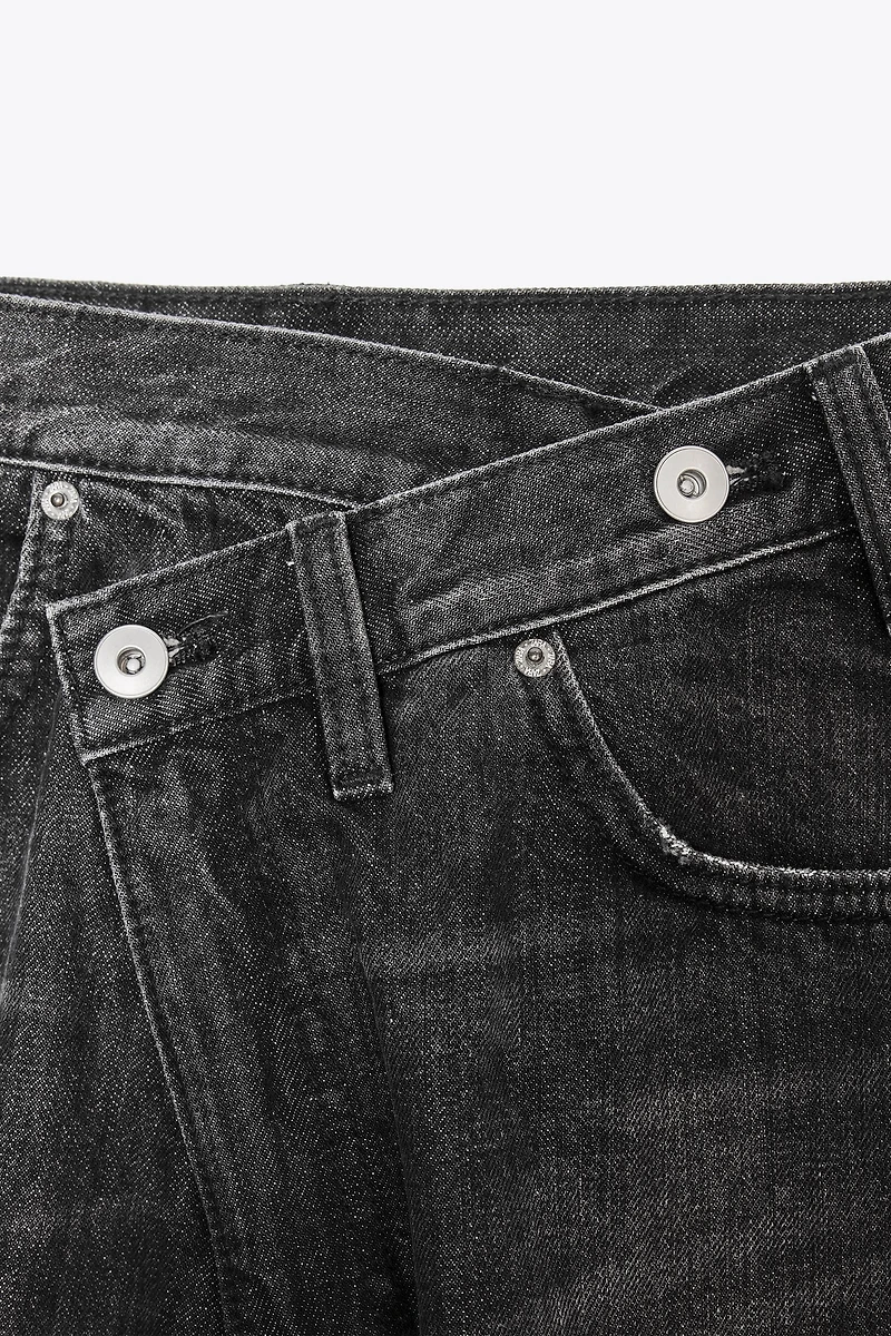 TRF HIGH WAIST CROSSOVER WIDE LEG JEANS