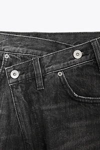 TRF HIGH WAIST CROSSOVER WIDE LEG JEANS