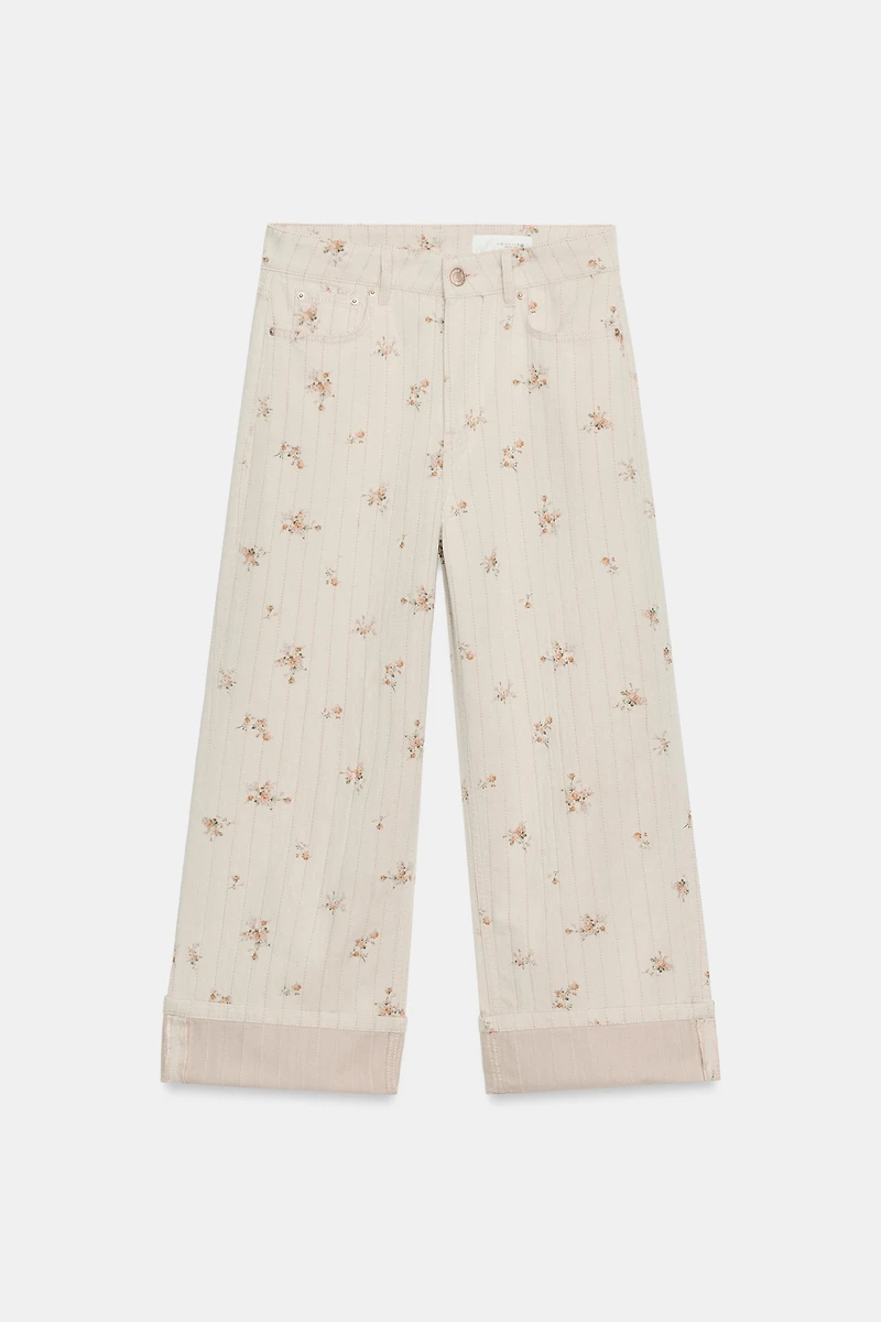 ZW COLLECTION MID-RISE TAPERED FLORAL JEANS