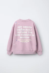 WASHED EFFECT TEXT SWEATSHIRT