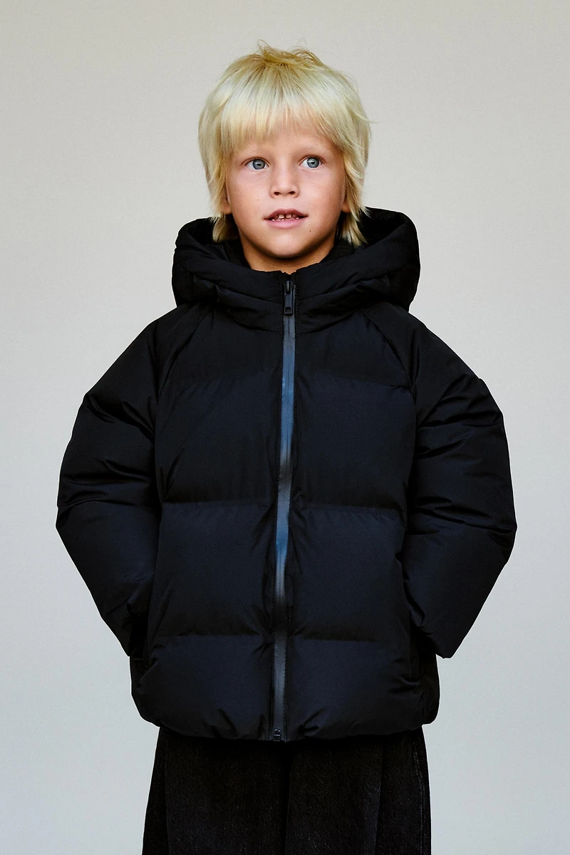 WATER REPELLENT HOODIE PUFFER COAT