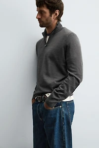 100% WOOL QUARTER-ZIP SWEATER