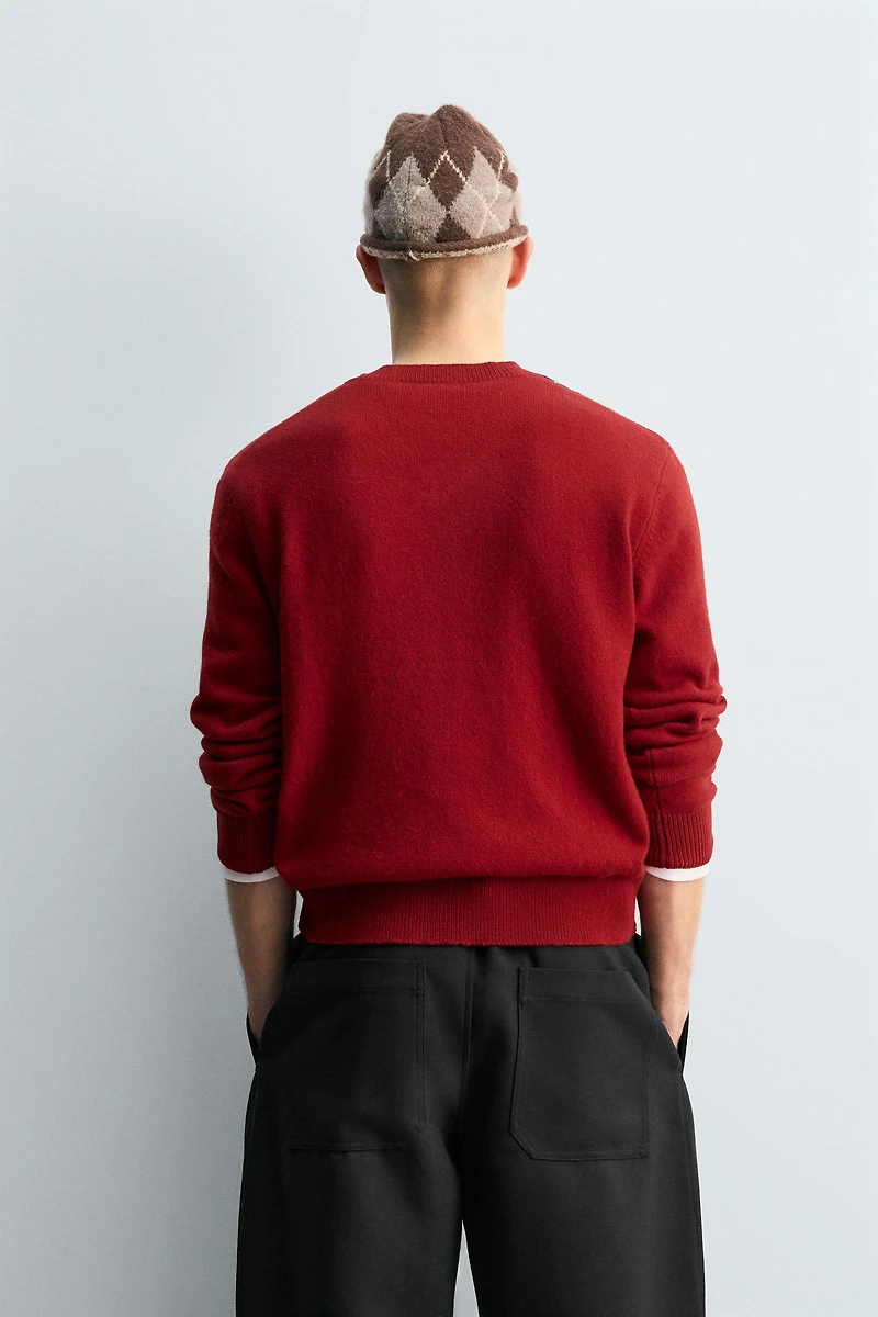 100% WOOL JACQUARD DIAMOND JUMPER