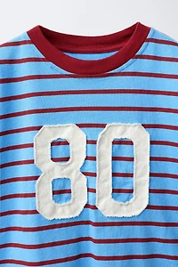 STRIPED NUMBER PATCH T-SHIRT