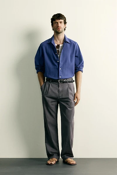 RELAXED FIT PLEATED CHINO PANTS