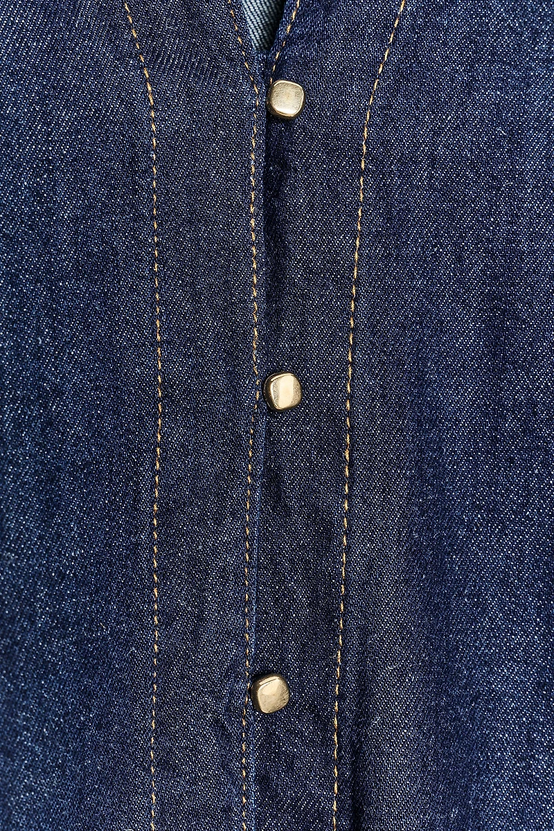 DENIM EFFECT BUTTON-UP SHIRT